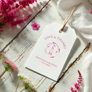 Étiquettes-cadeau Mots clés minimalistes Fuchsia Favoriser Monogram