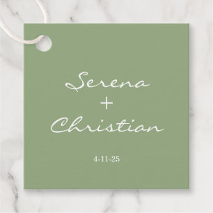 Étiquettes Cadeau Mots clés minimalistes Sage Green Wedding Favor