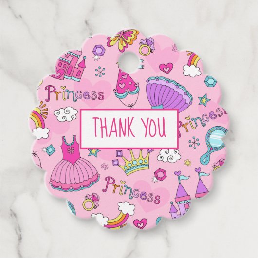 Étiquettes Cadeau Mots clés Pink Princess Merci Favoriser (Devant)