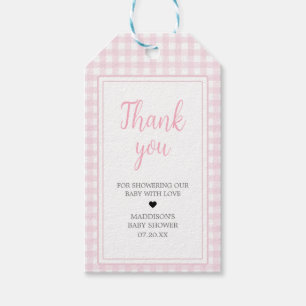 Étiquettes-cadeau Mots clés préférés du Baby shower de En vichy rose