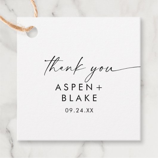 Étiquettes Cadeau Mots clés préférés du Merci de script moderne (Devant)