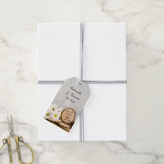 Étiquettes-cadeau Mots clés Rustic Daisy Woods Mariage Merci Favoris (Avec de la ficelle)