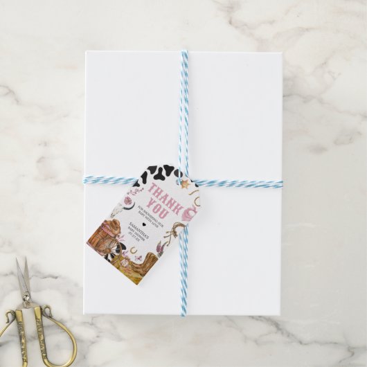 Étiquettes-cadeau Mots clés Western Cowgirl Baby shower Favoriser (Avec de laficelle)