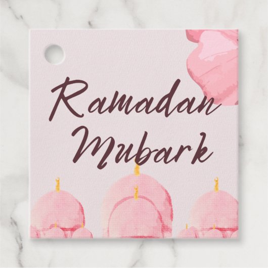 Étiquettes Cadeau Moubarak rose du Ramadan (Devant)