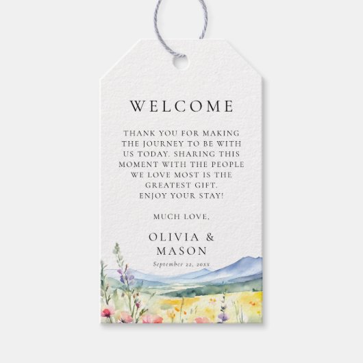 Étiquettes-cadeau Mountain Wildflowers Meadow Modern Wedding (Devant)