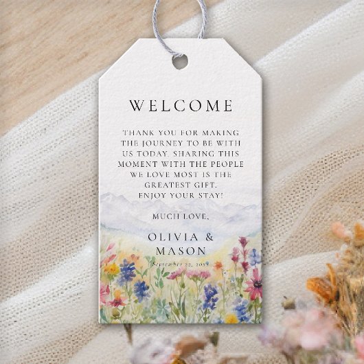 Étiquettes-cadeau Mountains Wildflowers Meadow Whimsical Wedding