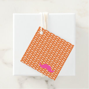 Étiquettes Cadeau Moustache Motif Preppy Orange rose rose coloré amu