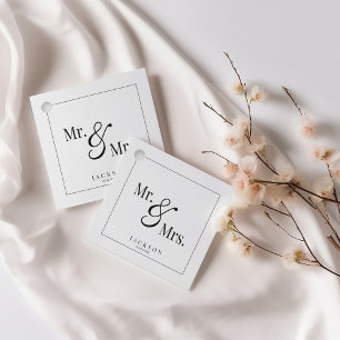 Étiquettes Cadeau Mr & Mrs Scripty Black & White