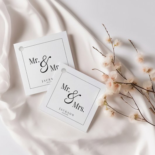 Étiquettes Cadeau Mr & Mrs Scripty Black & White