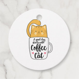 Étiquettes Cadeau Mug de café chat orange drôle amateur de chat