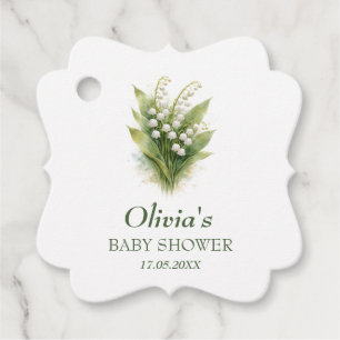 Étiquettes Cadeau Muguet Fête de Naissance Bébé Fille Fleurs Blanche