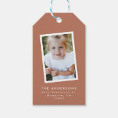 Étiquettes-cadeau Multi photo moderne élégant script de terre cuite  (Devant)