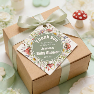 Étiquettes Cadeau Mushroom Baby Shower Thank You Favor