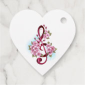 Étiquettes Cadeau Musical treble clef notes with sakura flowers (Dos)