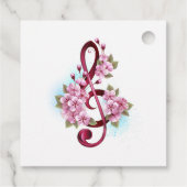Étiquettes Cadeau Musical treble clef notes with sakura flowers (Dos)