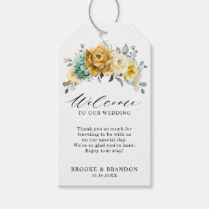 Étiquettes-cadeau Mustard Jaune Floral Sage Vert Mariage moderne