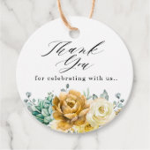 Étiquettes Cadeau Mustard Jaune Floral Sage Vert Mariage moderne (Devant)