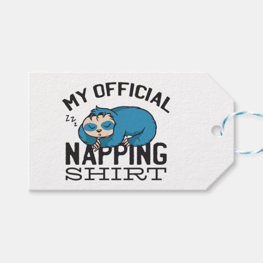 Étiquettes-cadeau My official napping shirt - Lazy sleeping Sloth (Devant (Horizontal))
