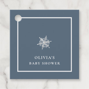 Étiquettes Cadeau Nany Blue Modern Snowflake Baby shower