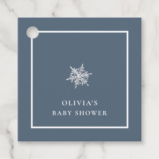 Étiquettes Cadeau Nany Blue Modern Snowflake Baby shower (Devant)