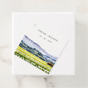 Étiquettes Cadeau Napa Valley Watercolor Vineyard Paysage Mariage