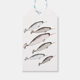 Étiquettes-cadeau Narwhal Swim - Narwhal Whale Lover Cadeau Blanc