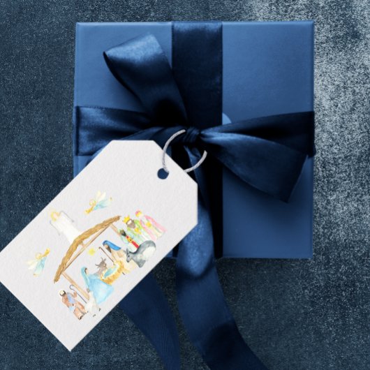 Étiquettes-cadeau Nativité de la aquarelle Noël