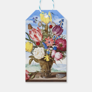Étiquettes-cadeau Nature morte florale de l'Âge d'or néerlandais vin