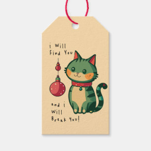 Étiquettes-cadeau Naughty Christmas Chat Fête de Noël