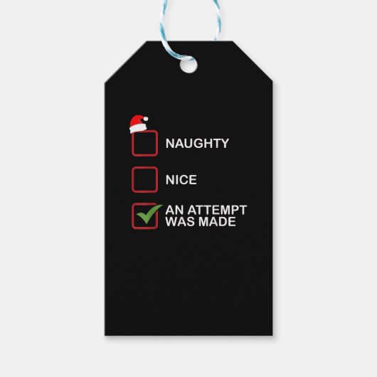 Étiquettes-cadeau Naughty Nice Attempt Made Funny Christmas List (Devant)