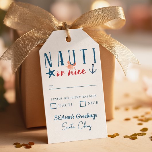 Étiquettes-cadeau Nauti ou Nice Côte Noël
