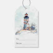 Étiquettes-cadeau Nautical Watercolor Lighthouse Noël (Devant)