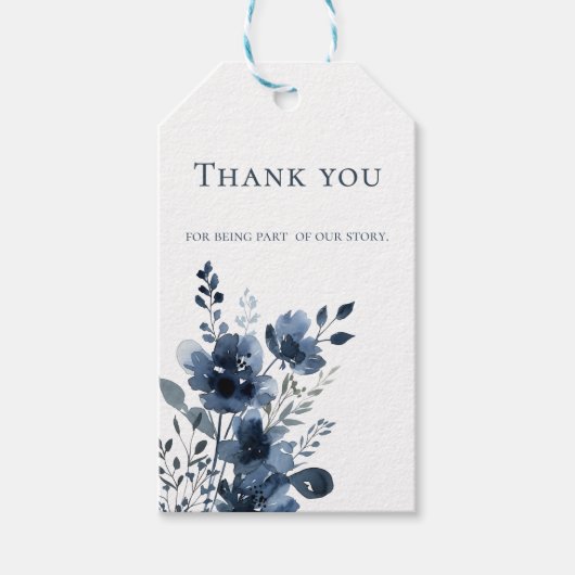 Étiquettes-cadeau Navy Blue Botanical Wedding (Devant)