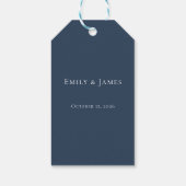Étiquettes-cadeau Navy Blue Botanical Wedding (Dos)