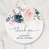 Étiquettes Cadeau Navy Blush floral mariage (Devant)