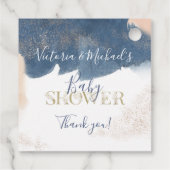 Étiquettes Cadeau Navy Blush Gold Bébé Reveal Douche invitation (Dos)