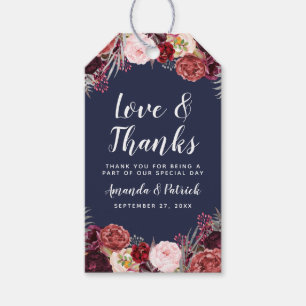 Étiquettes-cadeau Navy Fall Marsala Blush Peony Wedding Favor Tags