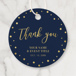 Étiquettes Cadeau Navy & Or Cadeau de remerciement d'anniversaire
