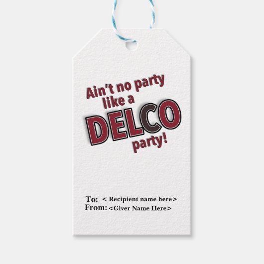 Étiquettes-cadeau Ne faites pas partie comme le Delco Party (Devant)