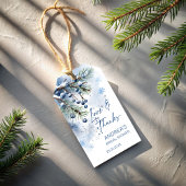 Étiquettes-cadeau Neige dans les faveurs de douche nuptiale hivernal