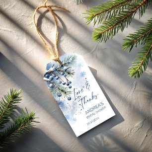 Étiquettes-cadeau Neige en amour faveurs de douche de mariée d'hiver