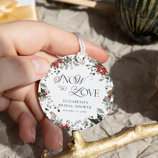 Étiquettes Cadeau Neige en amour Fête des mariées d'hiver Merci