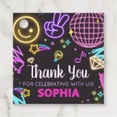 Étiquettes Cadeau Neon Adolescent Treizième anniversaire Carré de fê (Devant)