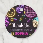 Étiquettes Cadeau Neon Adolescent Treizième anniversaire Fête ronde (Devant)