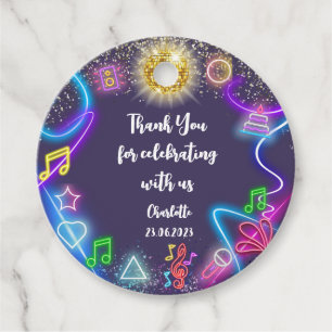 Étiquettes Cadeau Neon fête de danse anniversaire merci