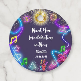Étiquettes Cadeau Neon fête de danse anniversaire merci