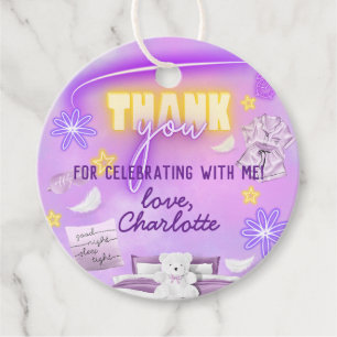 Étiquettes Cadeau Neon Glow Slepover Merci du Parti du bois