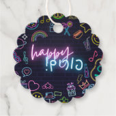 Étiquettes Cadeau Neon Purim (Devant)