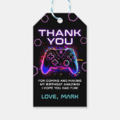 Étiquettes-cadeau Neon Video Game Arcade Annithday Merci (Devant)