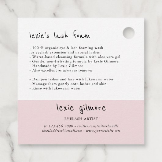 Étiquettes Cadeau Nettoyeur à lash rose violet (Dos)